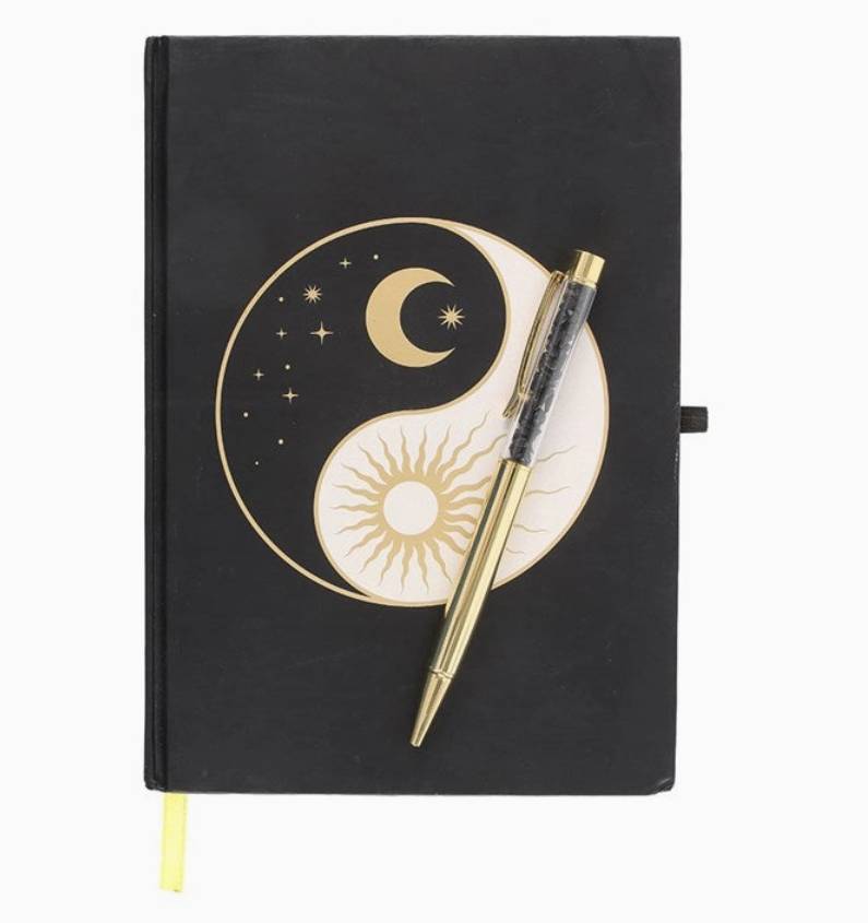 Journal Yin Yang avec Stylo en Obsidienne Noire