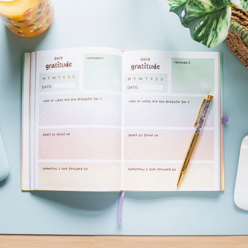 Journal de Gratitude et Stylo Améthyste