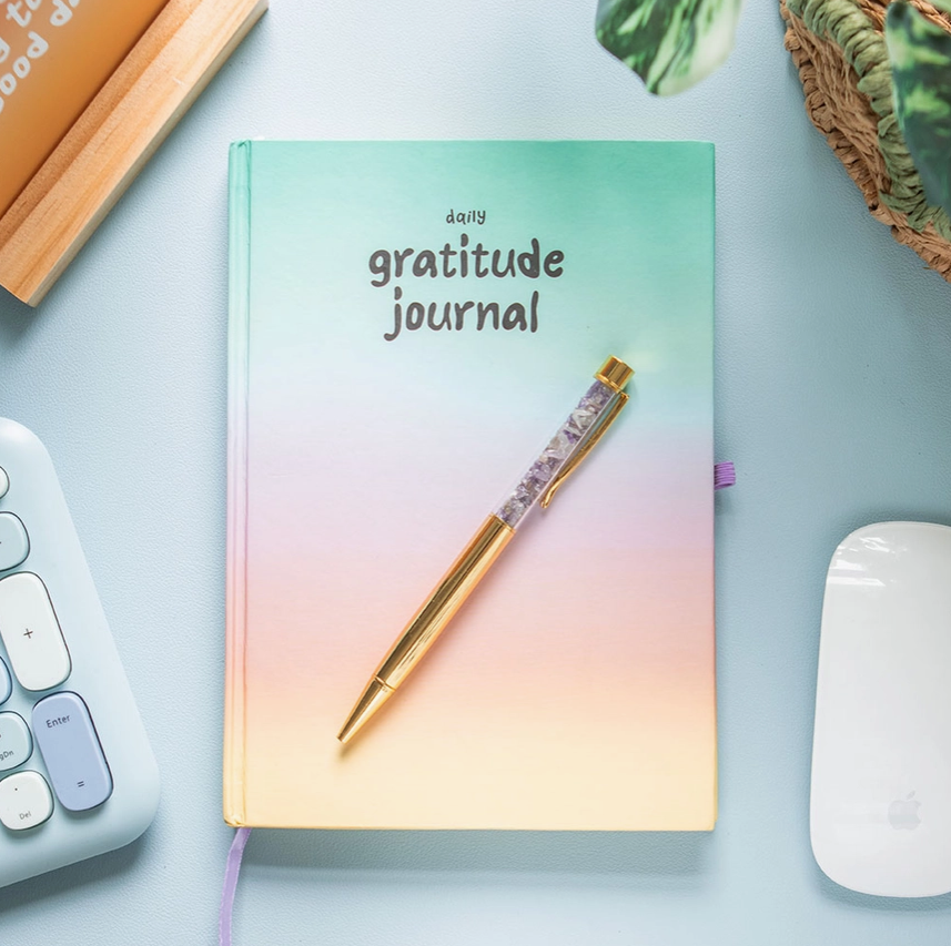 Journal de Gratitude et Stylo Améthyste