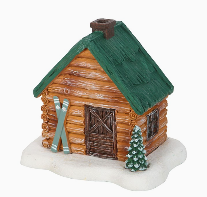 Porte-encens chalet en bois – ambiance hiver au coin du feu
