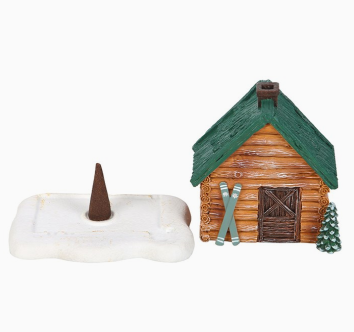 Porte-encens chalet en bois – ambiance hiver au coin du feu