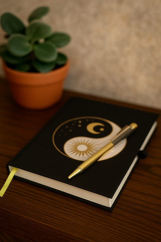 Journal Yin Yang avec Stylo en Obsidienne Noire