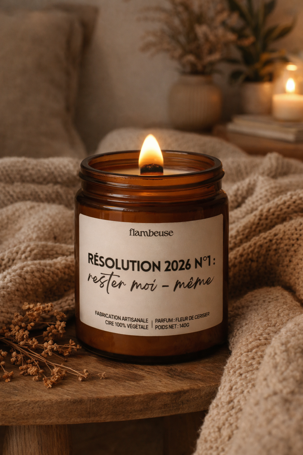 Bougie Parfumée "Résolution 2026" - senteur Fleur de Cerisier